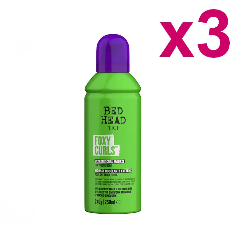 TIGI Kit Bed Head Foxy Curls Extreme Curl Mousse 3 Pezzi x 250ml
