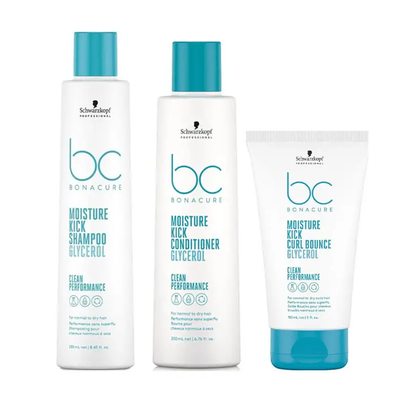 SCHWARZKOPF Kit BC Bonacure Moisture Kick Shampoo 250ml + Conditioner 200ml + Curl Bounce Glycerol 150ml