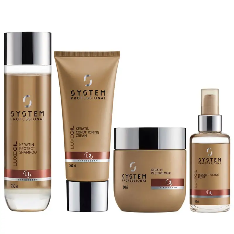 SYSTEM PROFESSIONAL Kit Luxe Oil Keratin Shampoo 250ml + Conditioner 200ml + Mask 200ml + Elixir 100ml