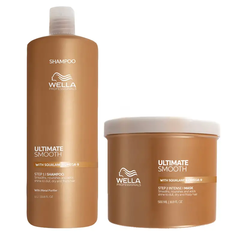 WELLA Kit Ultimate Smooth Step 1 Shampoo 1000ml + Step 2 Intense Mask 500ml
