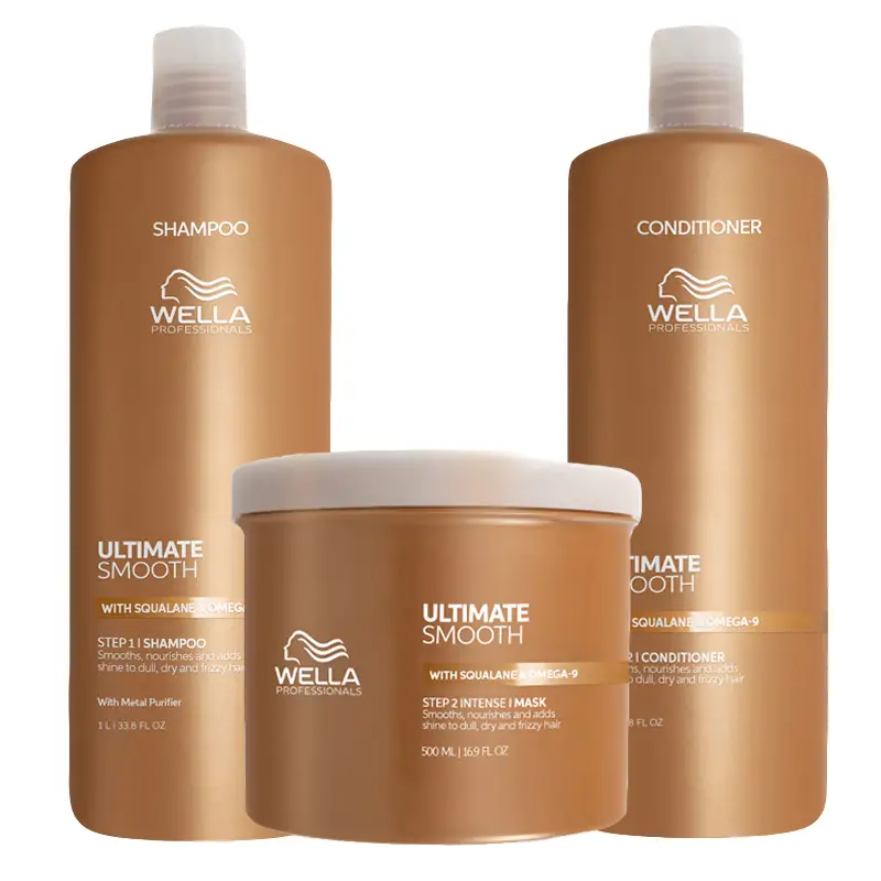 WELLA Kit Ultimate Smooth Step 1 Shampoo 1000ml + Step 2 Intense Mask 500 + Step 2 Conditioner 1000ml