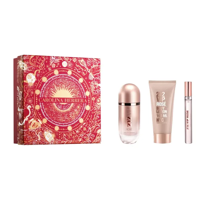 Carolina Herrera 212 Vip Rose Eau De Parfum Spray 80ml Set 3 Parti Christmas 2023