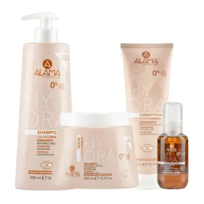 ALAMA Professional Kit Hydra Shampoo 500ml + Mask 500ml + Conditioner 300ml + Cristalli Liquidi 100ml