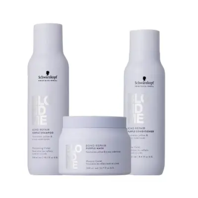 SCHWARZKOPF Kit BlondMe Bond Repair Purple Shampoo 300ml + Mask 200ml + Conditioner 250ml