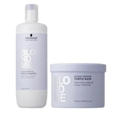 SCHWARZKOPF Kit BlondMe Bond Repair Purple Shampoo 1000ml + Mask 500ml