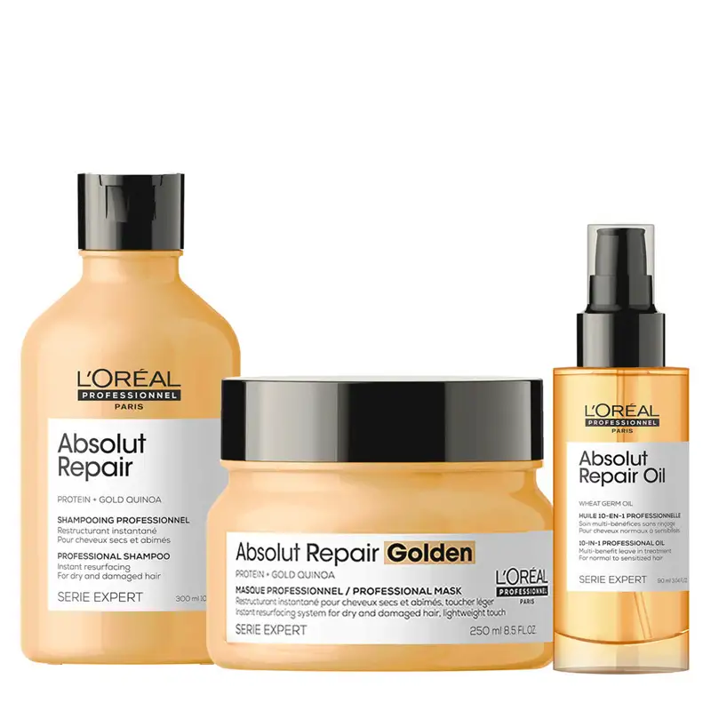 L'OREAL Kit Serie Expert Absolut Repair Shampoo 300ml + Golden Masque 250ml + Oil 90ml