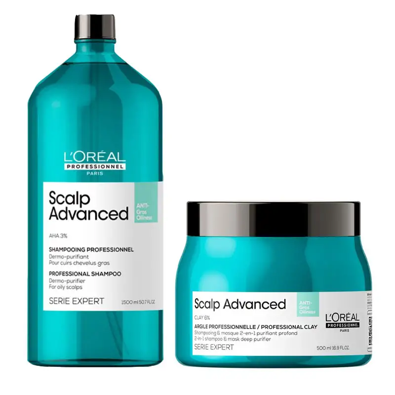 L'OREAL Kit Serie Expert Scalp Advanced Anti-Oiliness shampoo 1500 + Argile 2-en-1 500ml