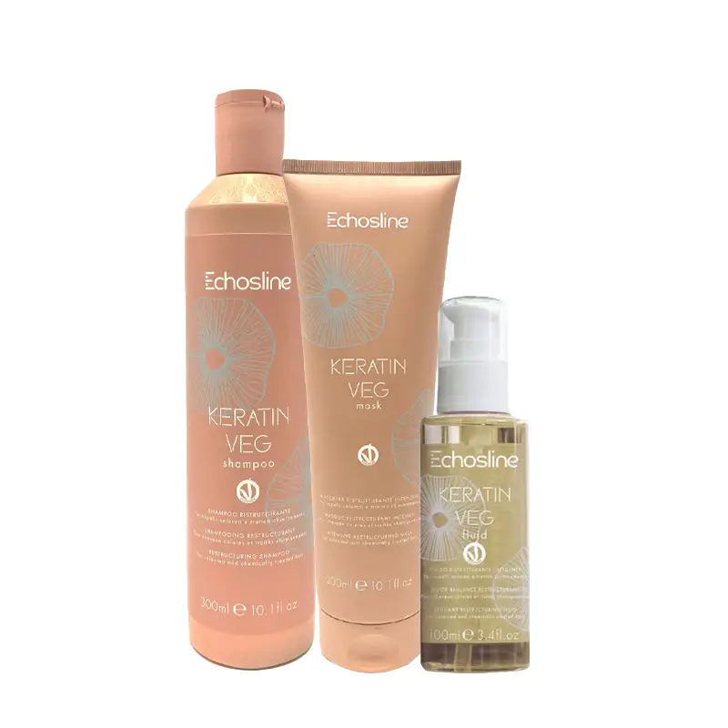 ECHOSLINE Kit Keratin Veg Shampoo 300ml + Mask 300ml + Fluid 100ml