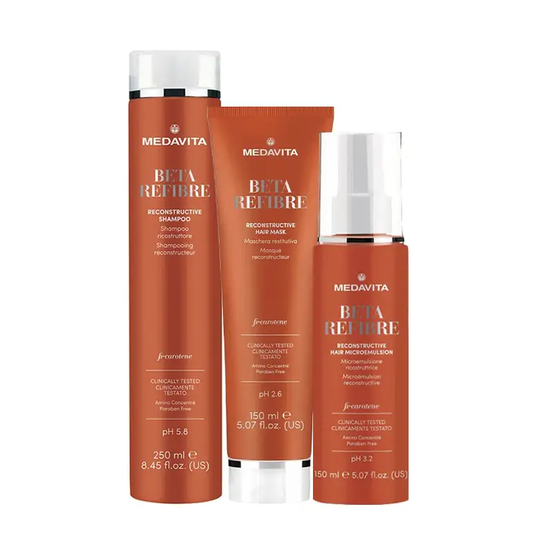 MEDAVITA Kit Beta Refibre Shampoo 250ml + Mask 150ml + Microemulsione Ricostruttrice 150ml