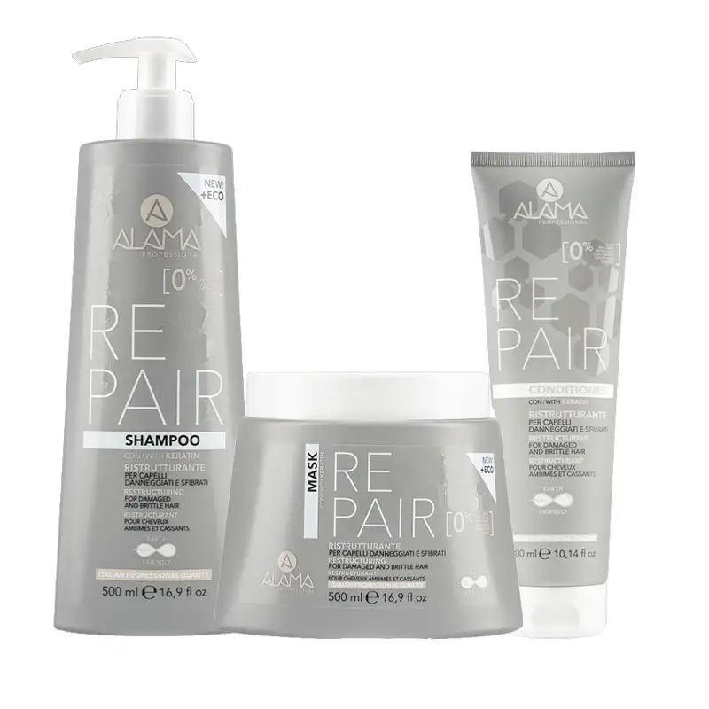 ALAMA Professional Kit Repair Shampoo 500ml + Mask 500ml + Conditioner 300ml