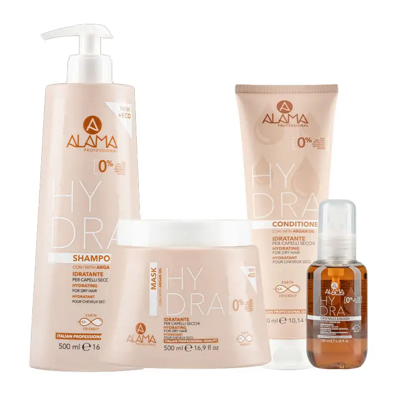 ALAMA Professional Kit Hydra Shampoo 500ml + Mask 500ml + Conditioner 300ml + Cristalli Liquidi 100ml
