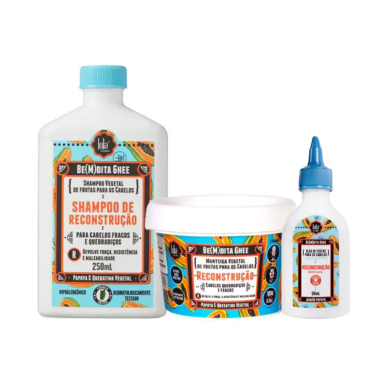 LOLA Kit Be(M)Dita Ghee Shampoo Reconstructive Papaya & Queratina 250ml + Mask 100ml + Oil 50ml