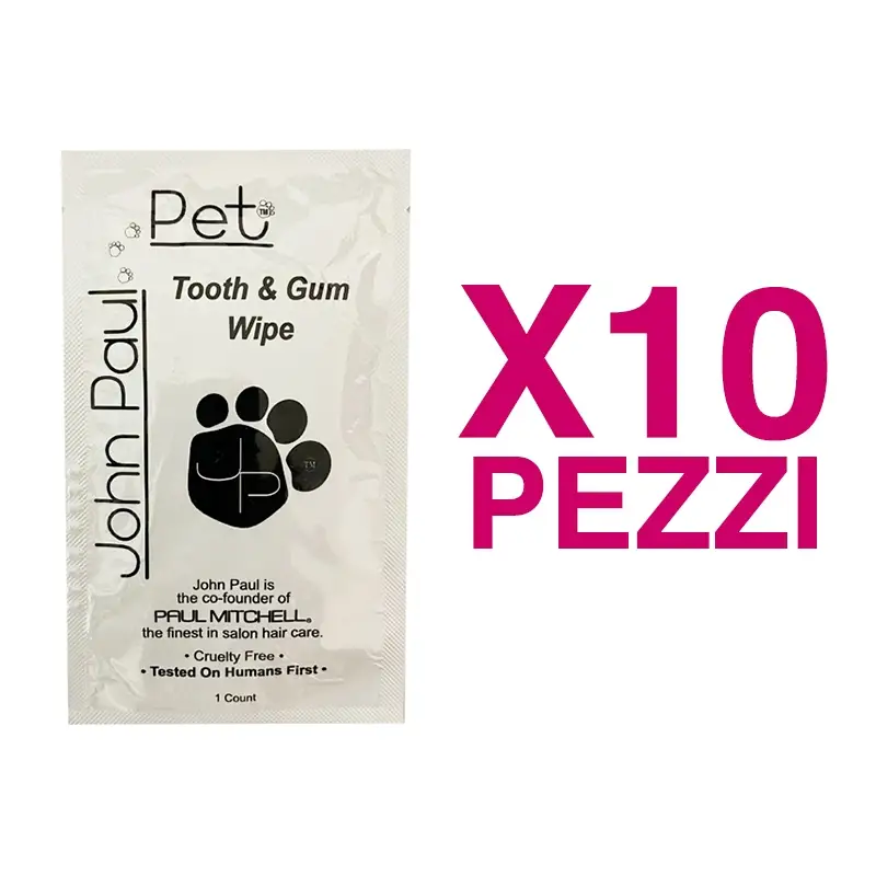 JOHN PAUL PET Tooth & Gum Wipe Salvietta Denti e Gengive 10 Pezzi