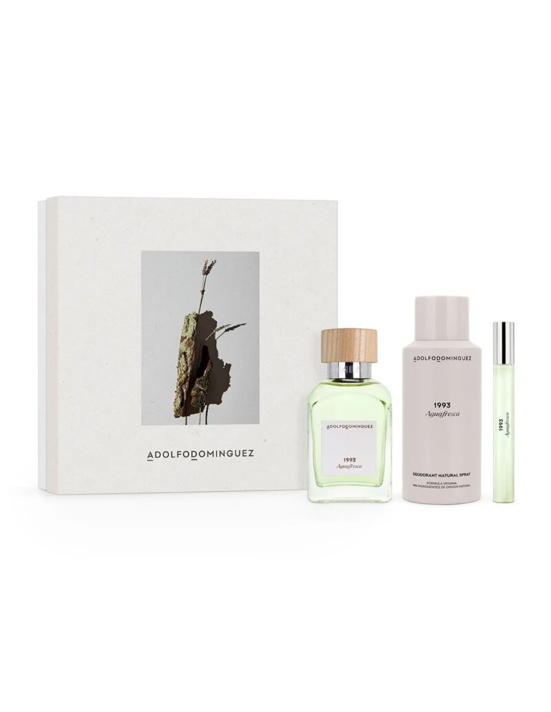 ADOLFO DOMINGUEZ AGUA FRESCA DE HOMBRE EAU DE TOILETTE 120ML SPRAY EAU DE TOILETTE 10ML DESODORANTE 150MLVAPORIZADOR