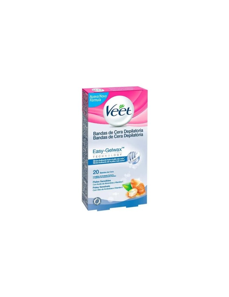 VEET BANDAS DE CERA DEPILATORIAS CORPORALES PURE PIEL SENSIBLE 20
