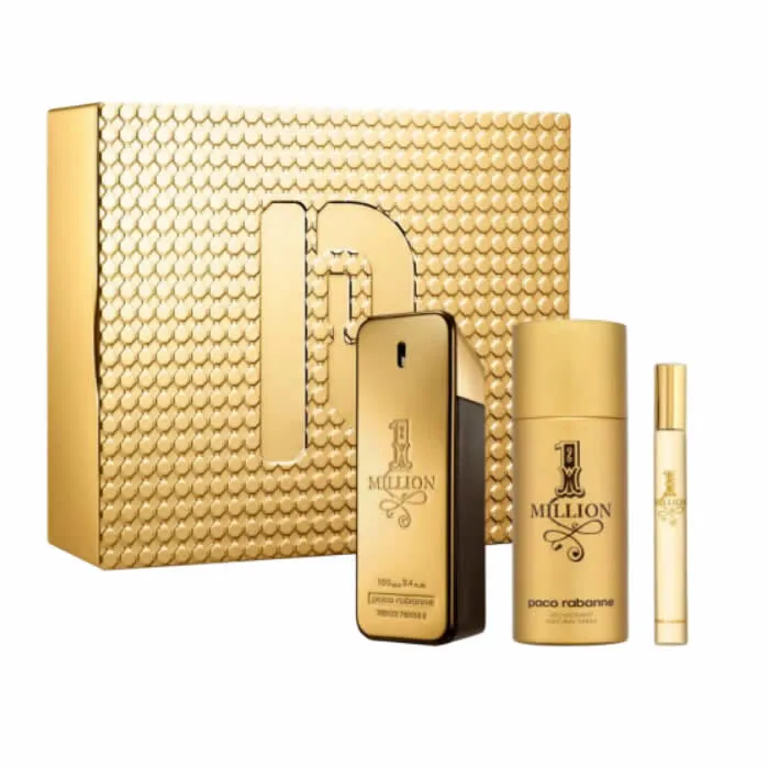 Paco Rabanne 1 Million Eau De Toilette Spray 100ml Set 3 Parti