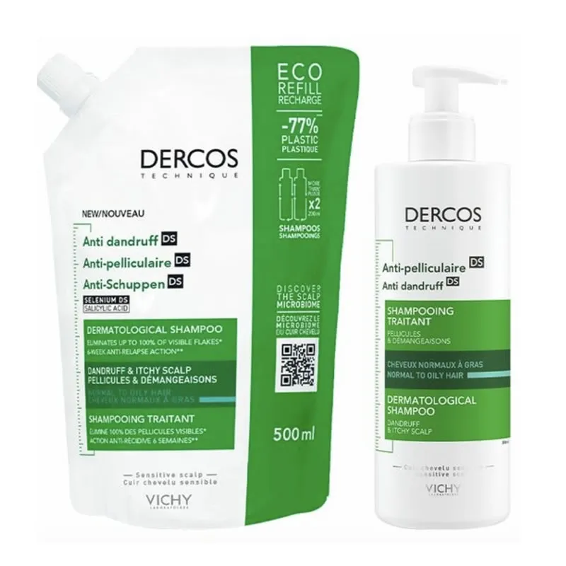 Vichy Dercos Shampoo Antiforfora Grasso 400ml + Ricarica 500ml