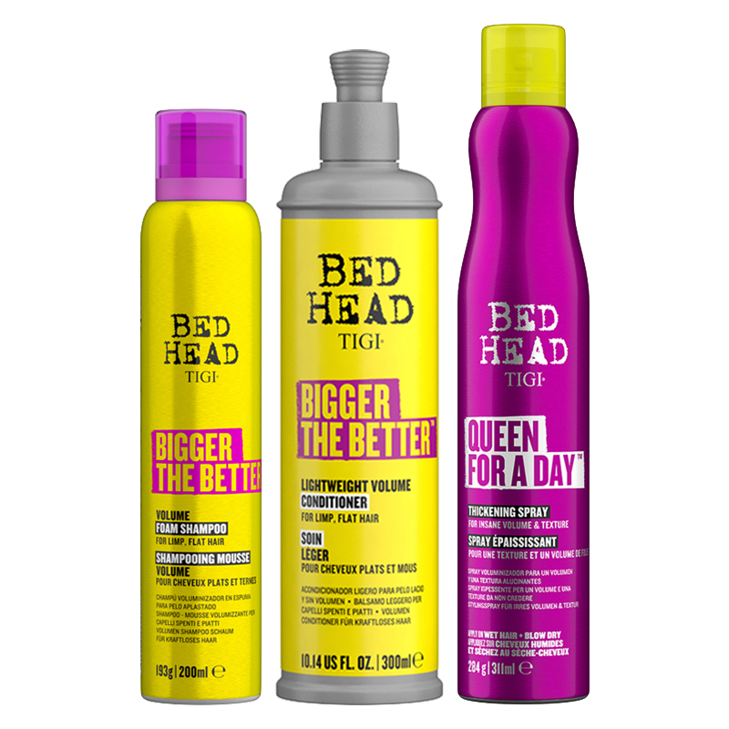 TIGI Kit Bed Head Volume Bigger Shampoo 200ml + Conditioner 300ml + Queen For a Day Thickening Spray 311ml