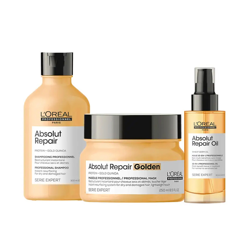 L'OREAL Kit Serie Expert Absolut Repair Shampoo 300ml + Golden Masque 250ml + Oil 90ml