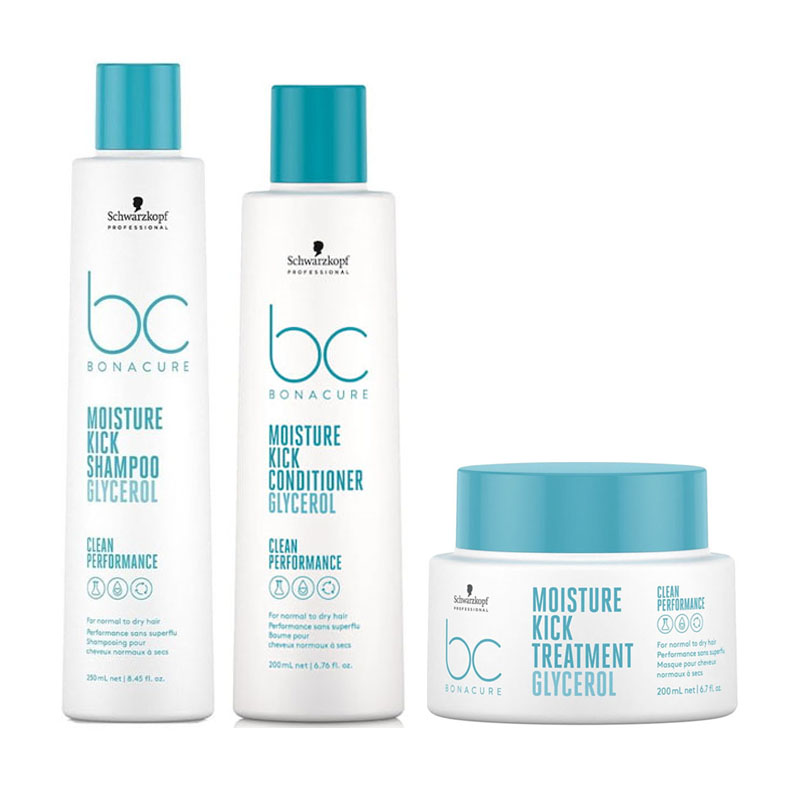 SCHWARZKOPF Kit Bc Bonacure Moisture Kick Shampoo 250ml + Conditioner 200ml + Mask 200ml