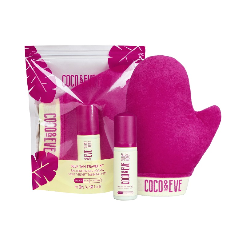 COCO & EVE Set Self Tan Travel Medium Bronzing Foam 50ml + Soft Velvet Tanning Mitt