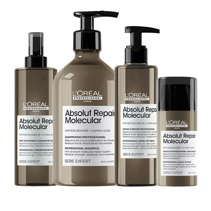 L'OREAL Kit Serie Expert Absolut Repair Molecular Pre Traitment 190ml + Shampoo 500ml + Serum 250ml + Mask 100ml