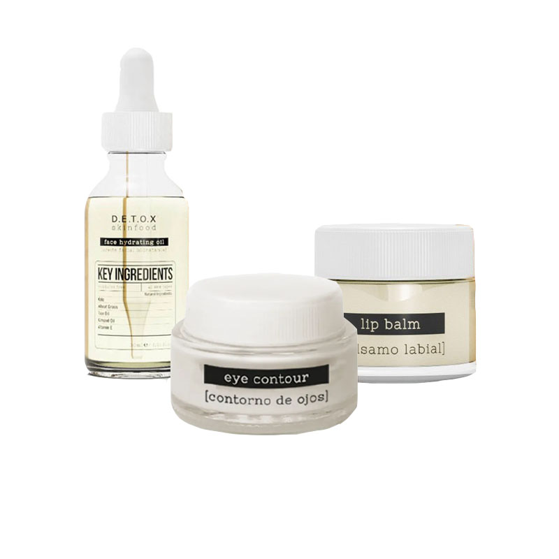 DETOX Skinfood Kit Face Hydrating Oil 30ml + Lip Balm 10ml + Eye Contour 20ml