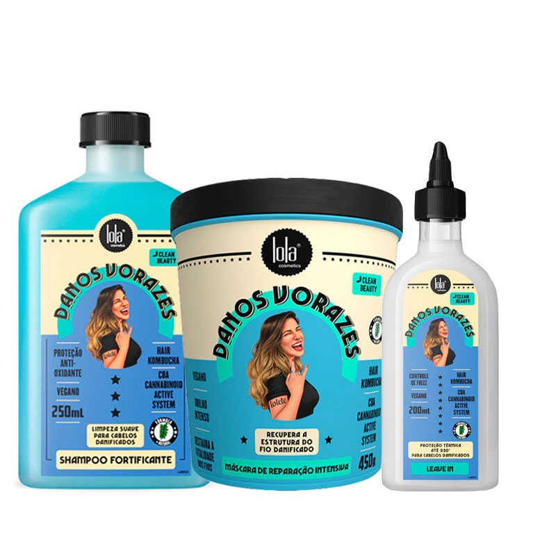 LOLA Kit Danos Vorazes Intense Repairing Shampoo 250ml + Mask 450g + Thermal Protector 200ml