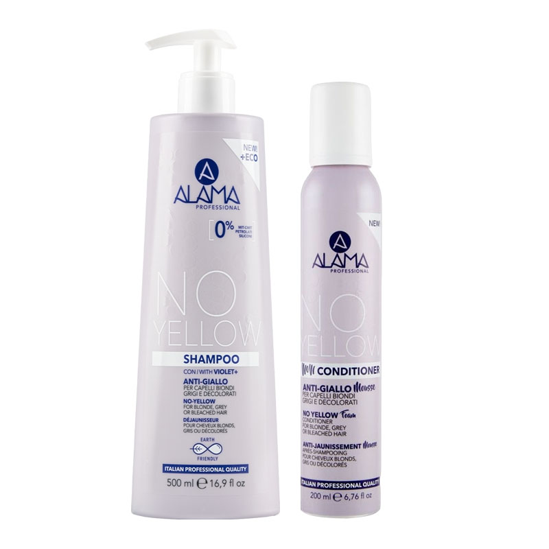 ALAMA Professional Kit No Yellow Shampoo 500ml + Conditioner Mousse 200ml