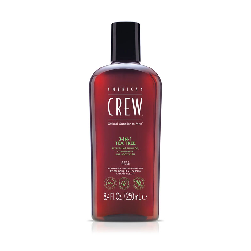 AMERICAN CREW 3 In 1 TEA TREE Shampoo - Conditioner - Body Wash 250ml