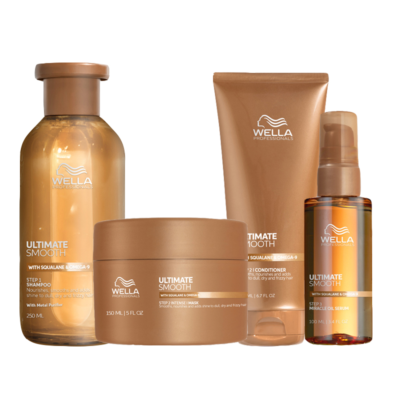 WELLA Kit Ultimate Smooth Step 1 Shampoo 250ml + Step 2 Intense Mask 150 + Step 2 Conditioner 200ml + Step 3 Serum Oil 100ml