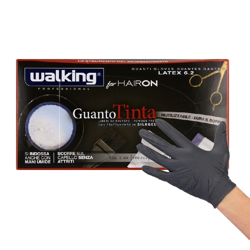 WALKING Guanto Tinta Latex 6.2 Black 100pz Taglia L