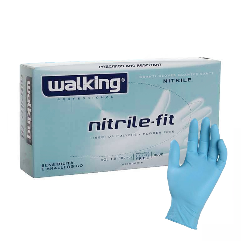 WALKING Guanti Nitrile Fit Blue 100pz Blue Taglia S