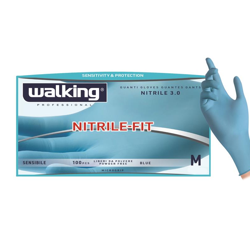 WALKING Guanti Nitrile Fit Blue 100pz Blue Taglia M