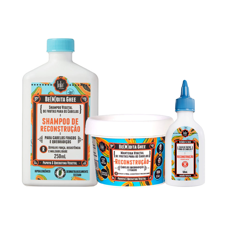 LOLA Kit Be(M)Dita Ghee Shampoo Reconstructive Papaya & Queratina 250ml + Mask 100ml + Oil 50ml