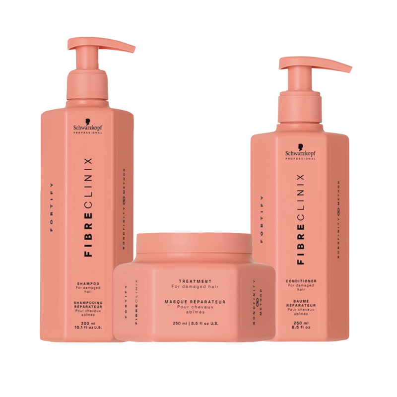 SCHWARZKOPF Kit Fibre Clinix Fortify Shampoo 300ml + Mask 250ml + Conditioner 250ml