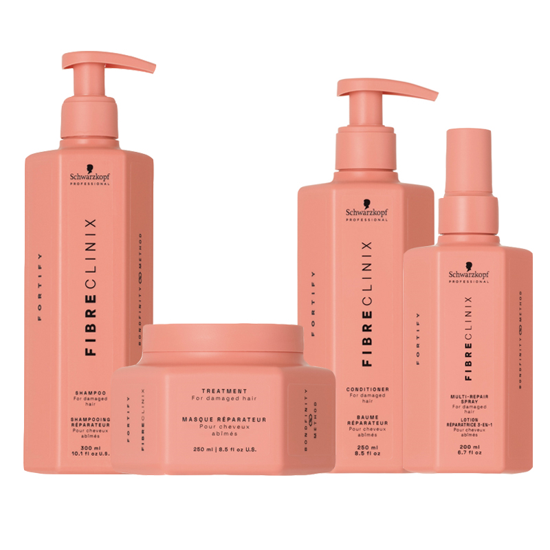 SCHWARZKOPF Kit Fibre Clinix Fortify Shampoo 300ml + Mask 250ml + Conditioner 250ml + Spray 200ml