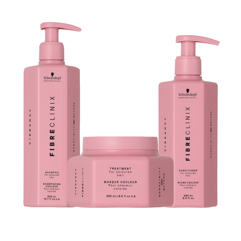 SCHWARZKOPF Kit Fibre Clinix Vibrancy Shampoo 300ml + Mask 250ml + Conditioner 250ml