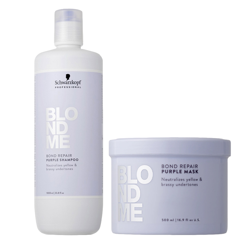 SCHWARZKOPF Kit BlondMe Bond Repair Purple Shampoo 1000ml + Mask 500ml