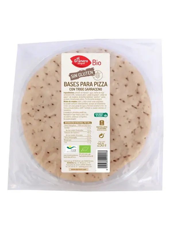Granero Bases De Pizza Con Trigo Sarraceno Sin Gluten Bio