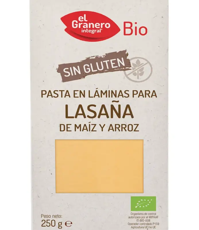 Granero Laminas Lasaña Sin Gluten Bio 250g